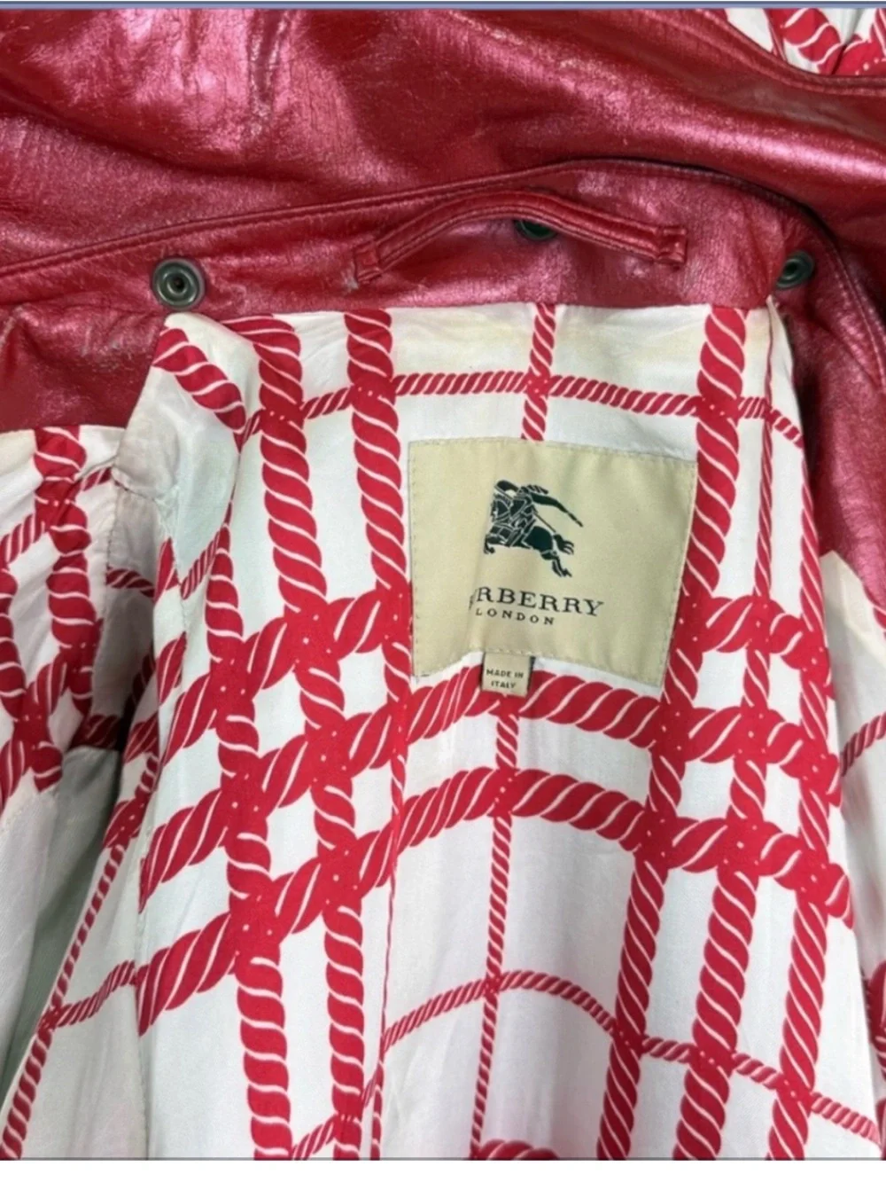 Burberry Red Hooded Trench Coat - Picture 2 of 8